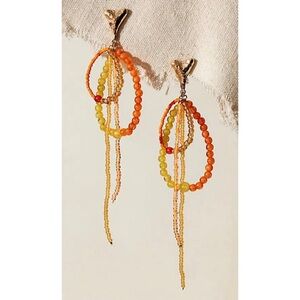 NWT Free People Reese Dangle Earrings in Tangerine & Gold